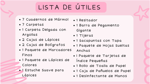 Supplies List-Spanish
